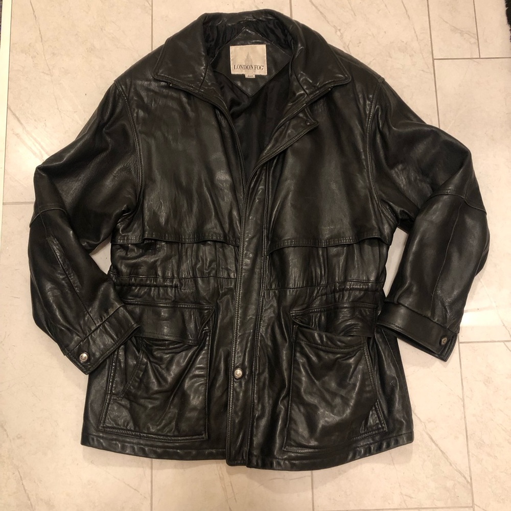 VINTAGE LEATHER JACKET London Fog Black Leather Field Jacket